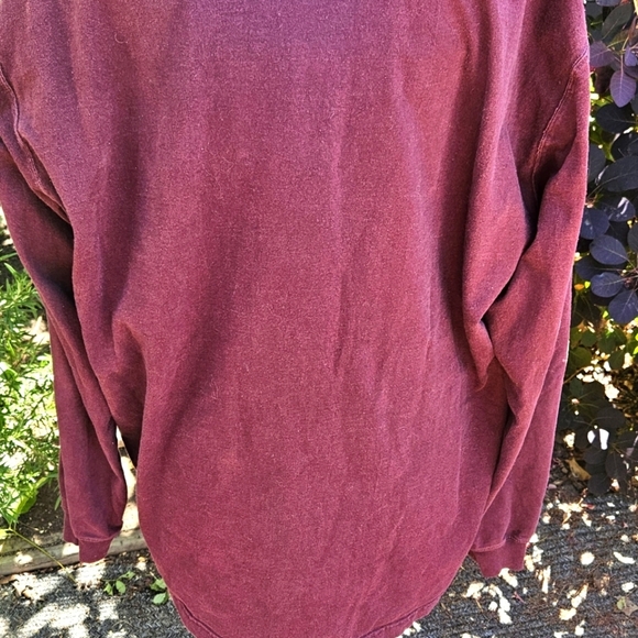 Carhartt Burgundy Long Sleeve Tee Size XL Loose Fit W Flaw - Picture 5 of 5